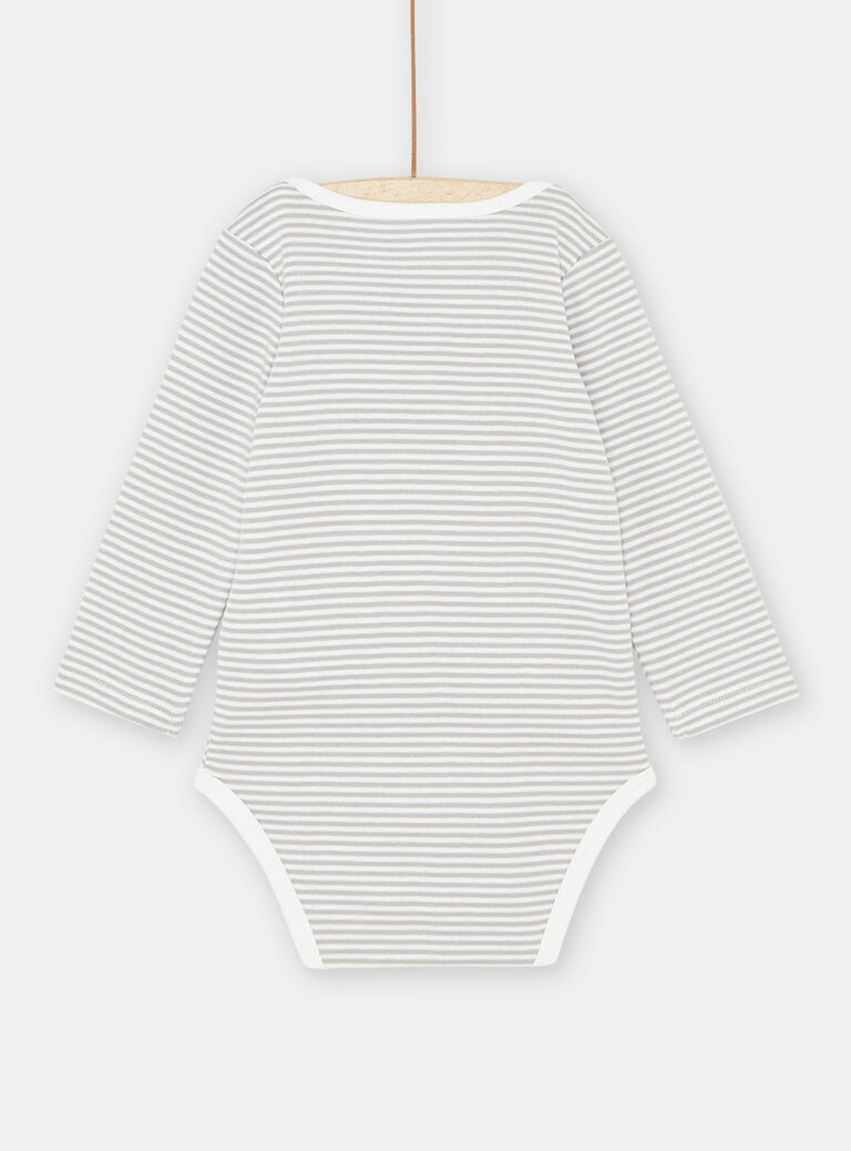 Body blanc et gris à motif chien bébé garçon
