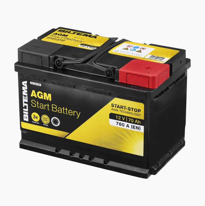 Startbatteri AGM, 12 V, 70 Ah