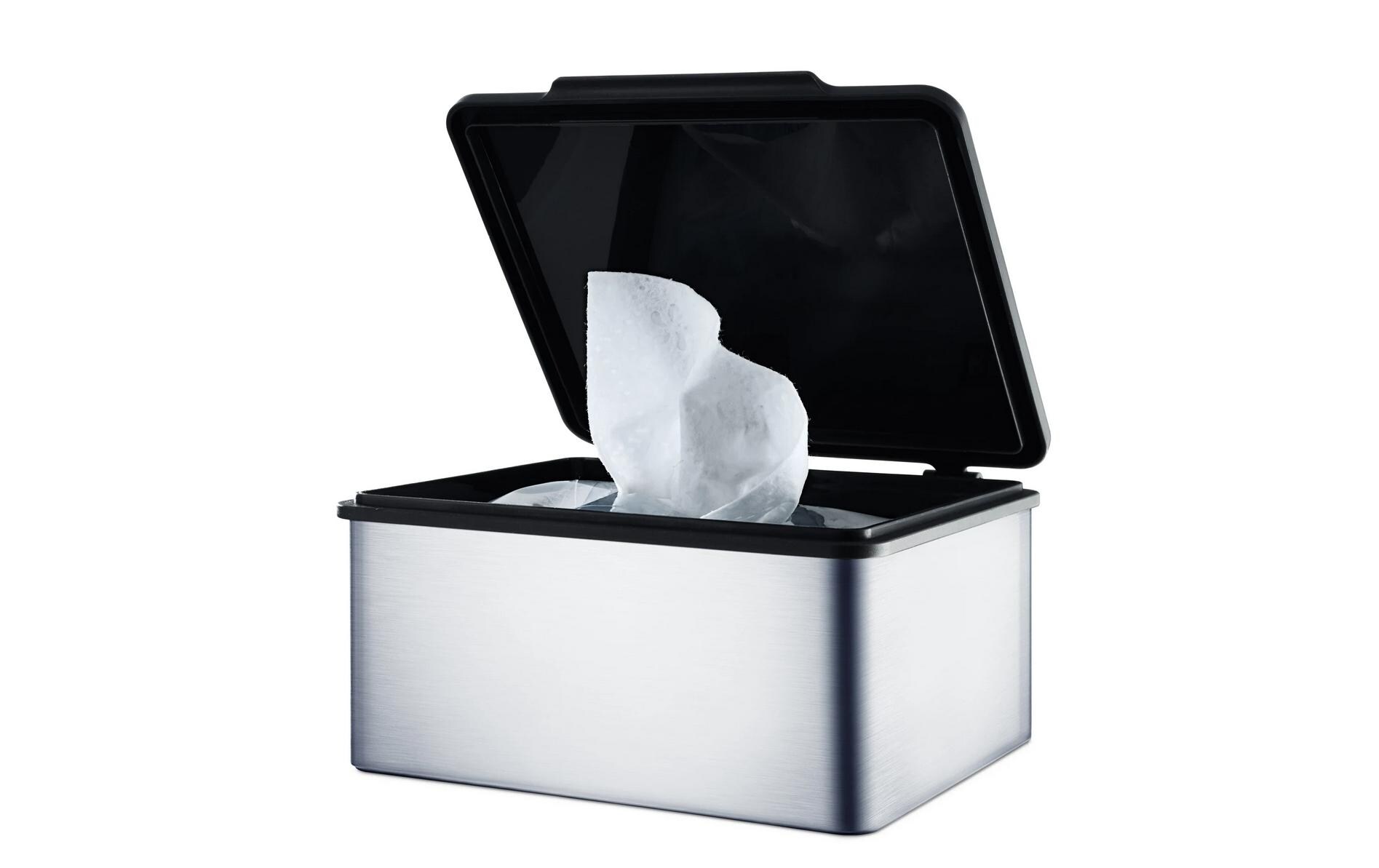 Feuchttücherbox Mento matt Silber matt, EdelstahlSpender für feuchtes Toilettenpapier