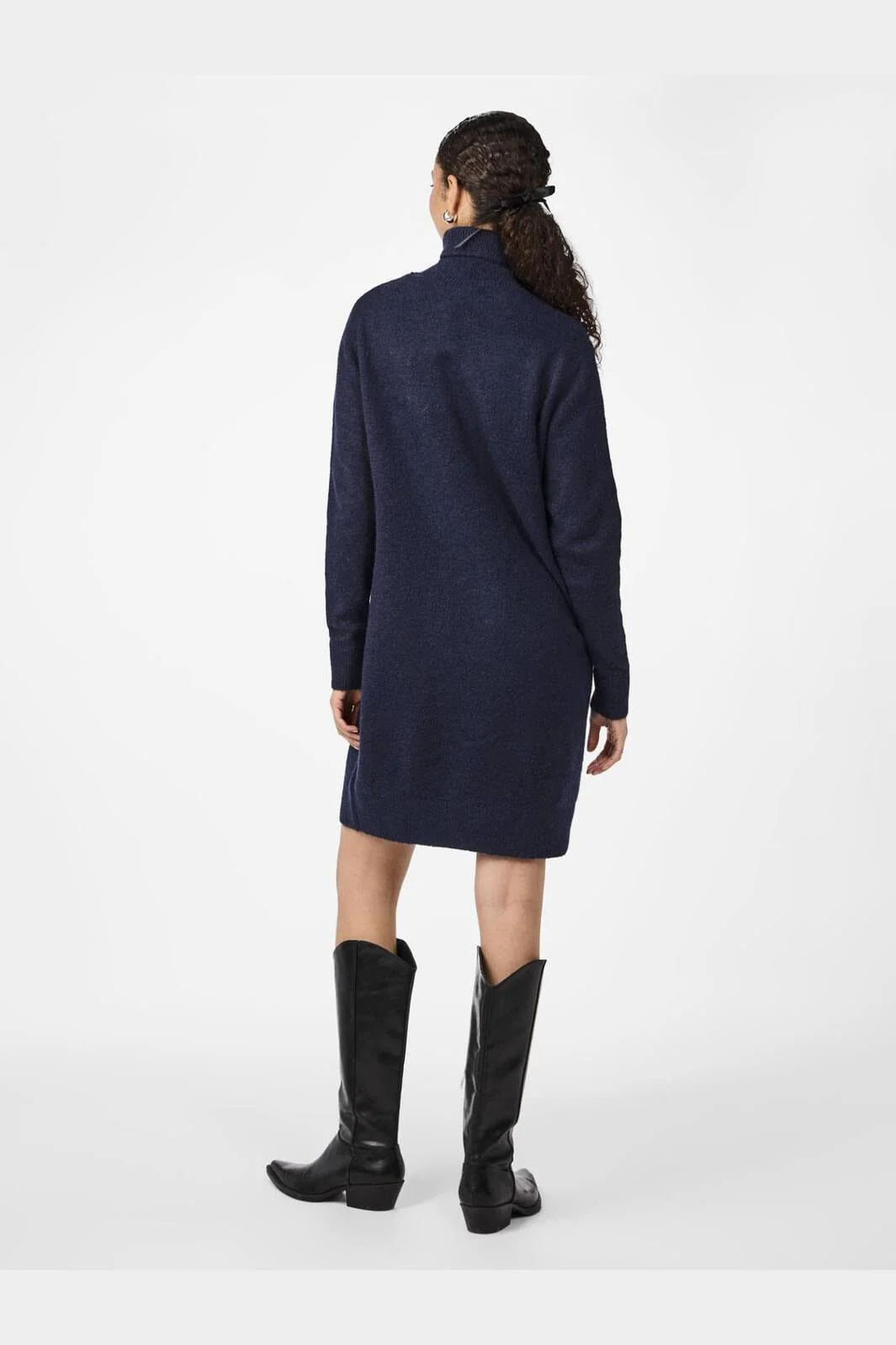 Y.A.S Yasjuva Roll Neck Knit Dress  navy blazer birch stitch