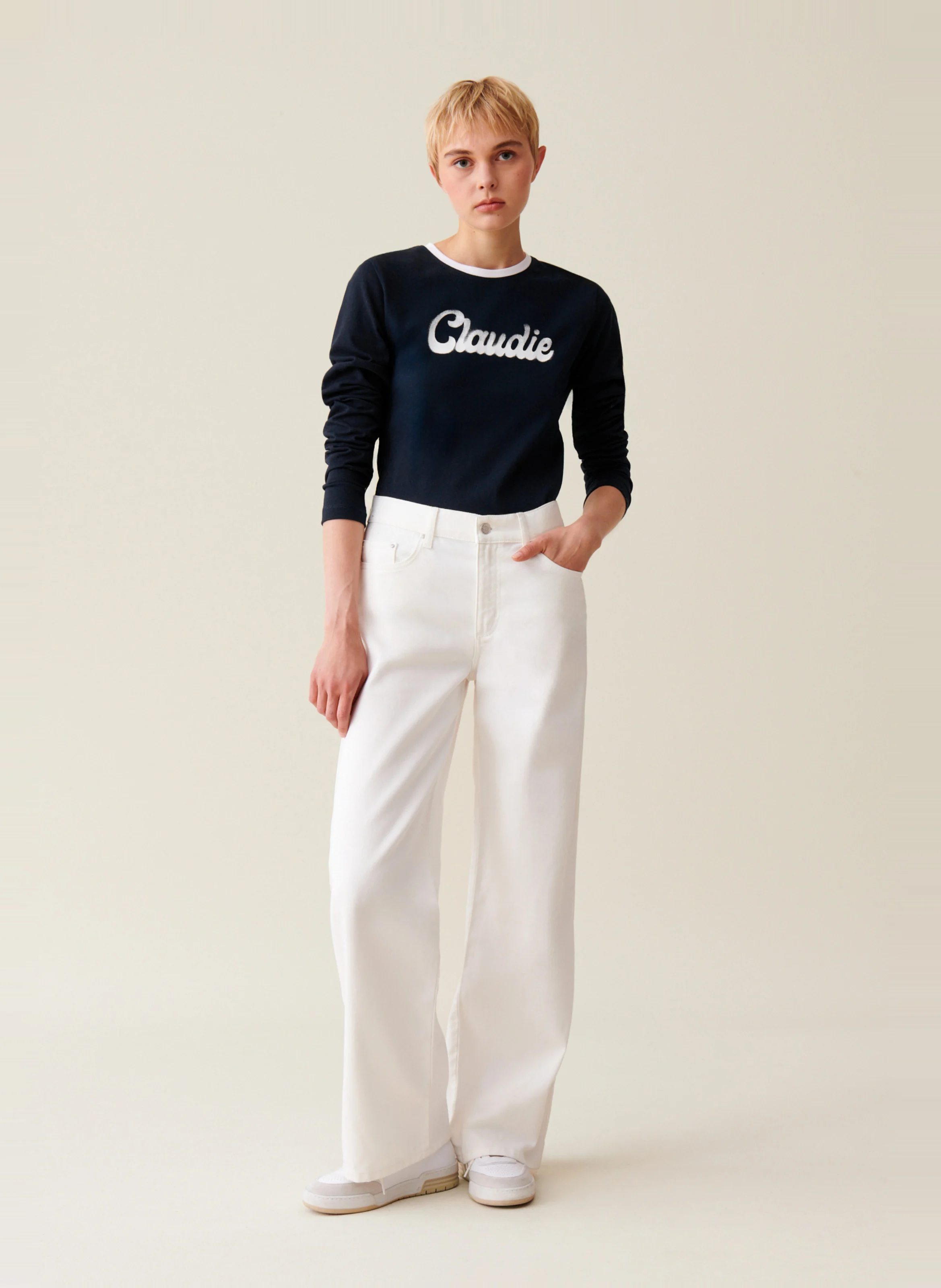 Tee-shirt manches longues en coton | Bleu