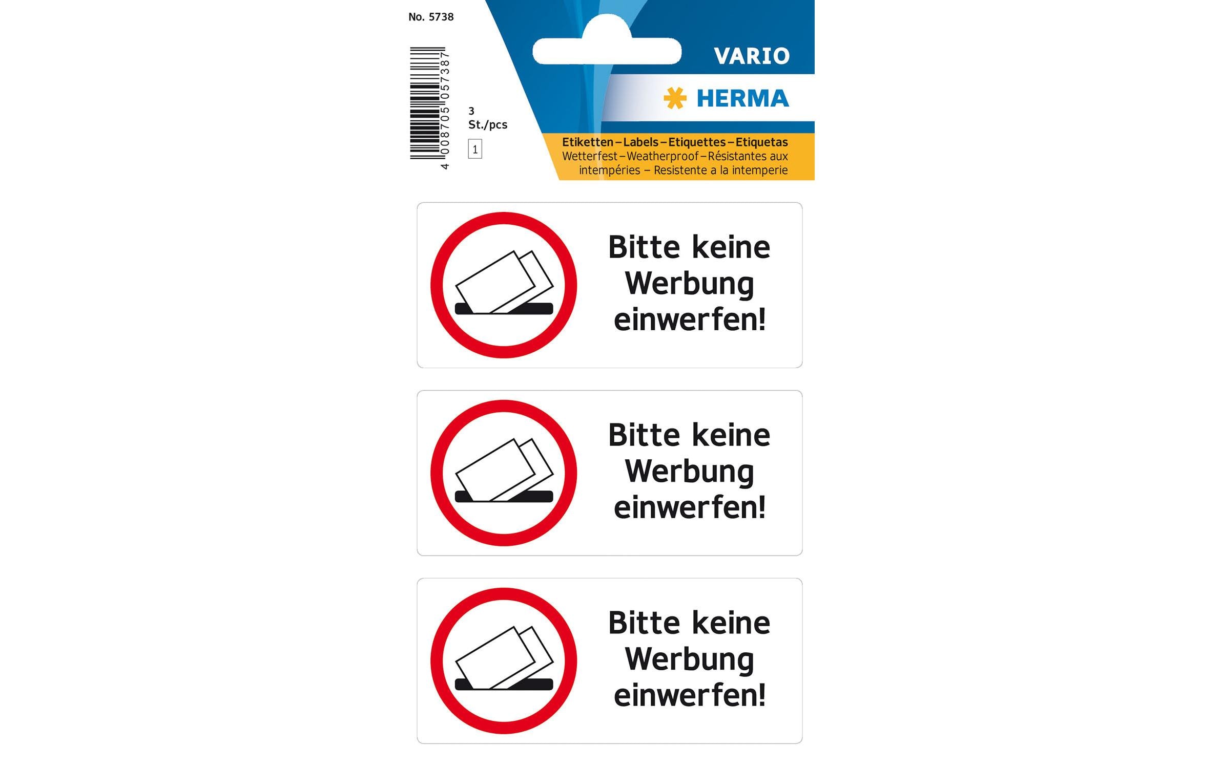 Text-Etiketten 84 x 120 mm Bitte keine Werbung einwerfenHinweisetiketten