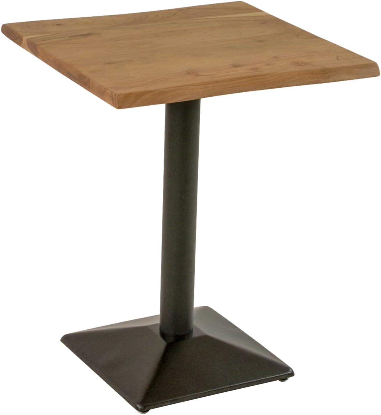 SAM Bistrotisch INES | 60 x 60 cm | Akazienholz massiv | Farbe: Natur | echte Baumkante | Säulen-Gestell Metall Schwarz | Baumkantentisch/Säulentisch/Esstisch für Küche, Café & Essbereich