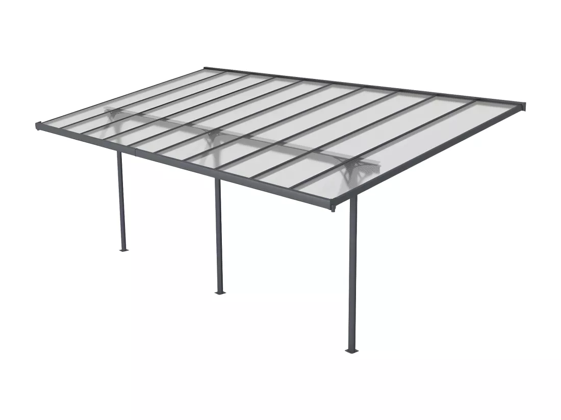 Carport pergola adossé en aluminium 18,8 m² anthracite - ALVARO