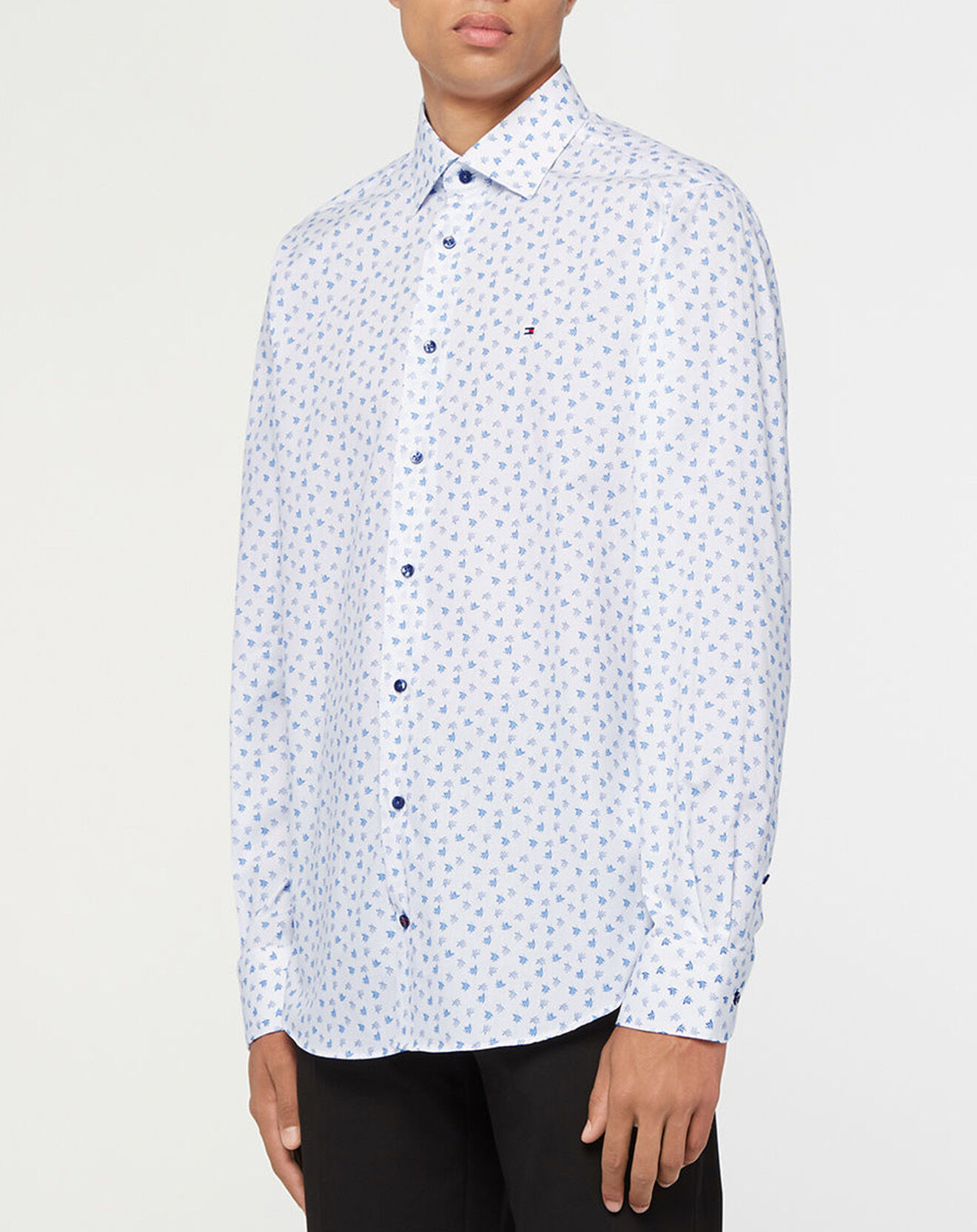 Tommy Hilfiger Chemise Regular imprimé feuilles blanc/bleu