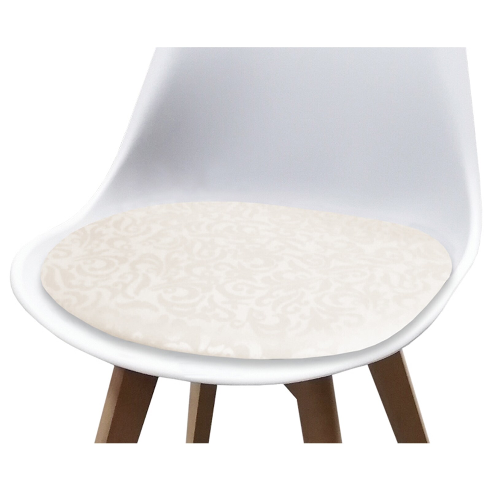 HTI-Living Esszimmerstuhl Weiß mit Kunstledersitz Atlanta Creme mit Ornament