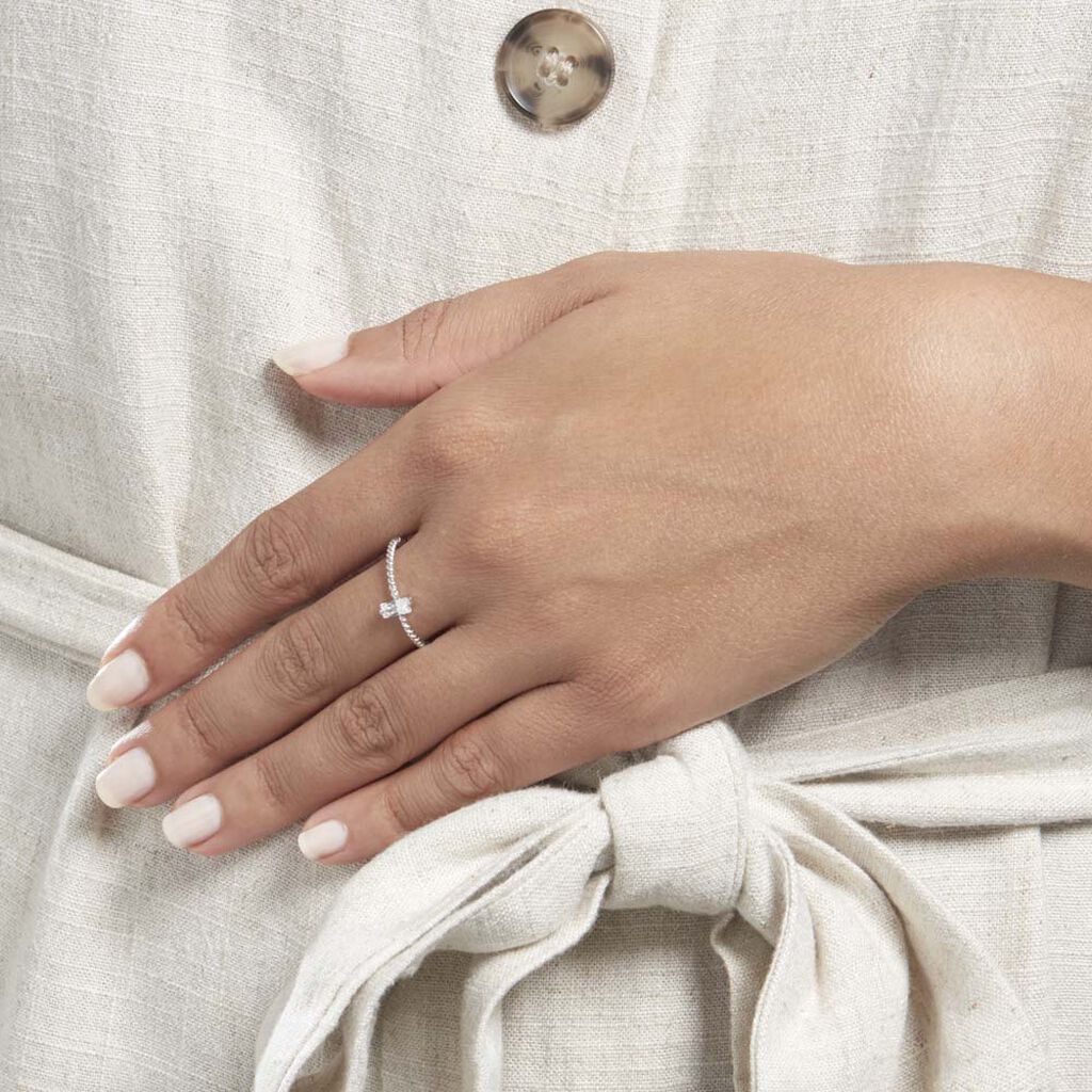 Bague Solitaire Nellette Argent Oxyde De Zirconium