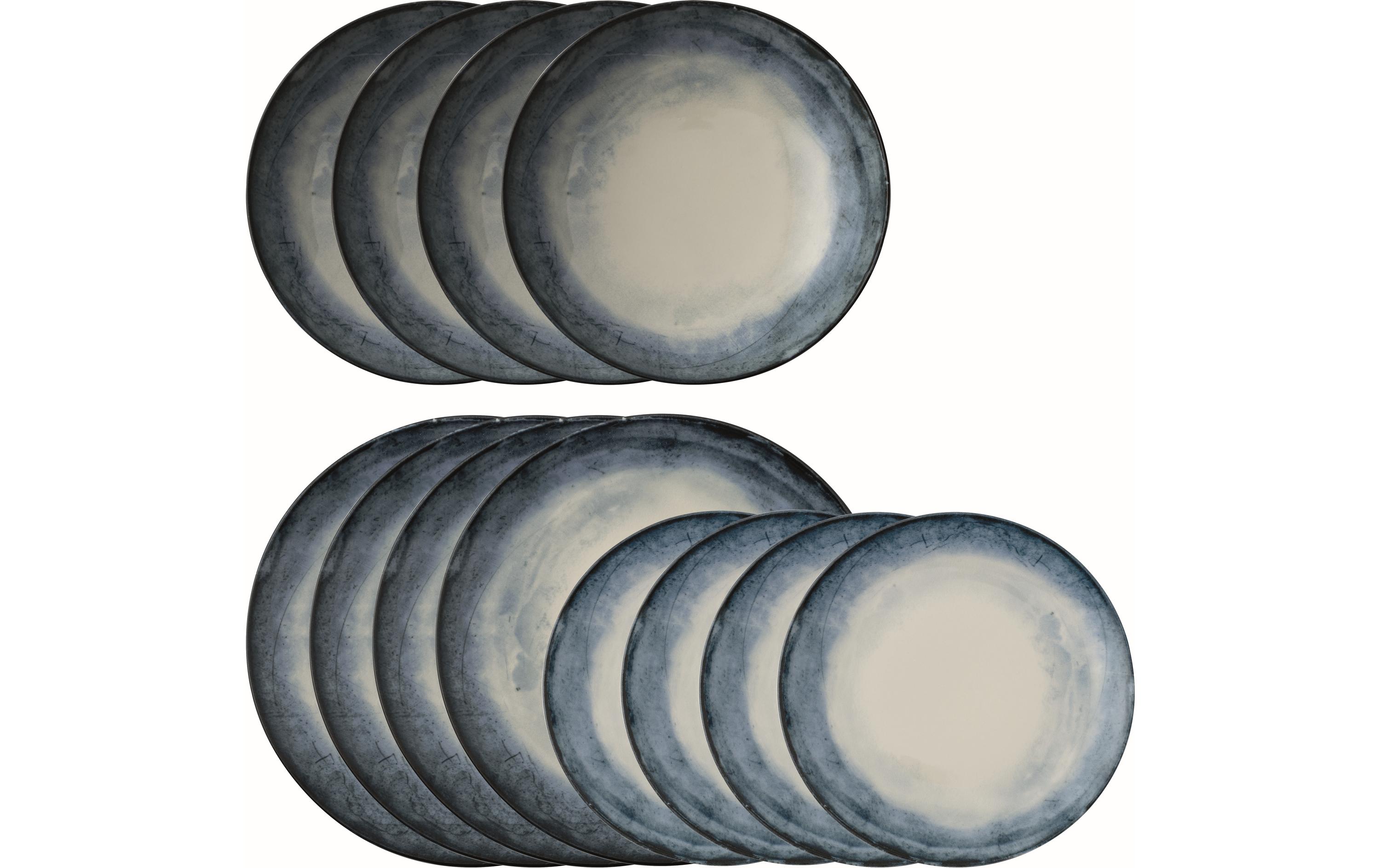 Speise-Service Shade Sea 12 Stück, Blau/Weiss<br>Teller Service Set aus Porzellan