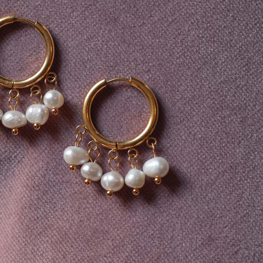 Timi Of Sweden Estelle Pearl Hoop Earrings