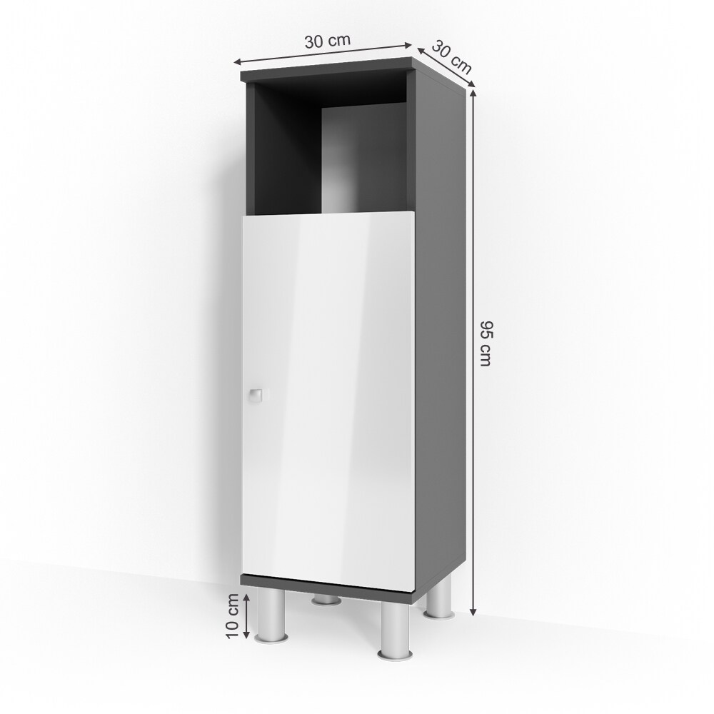 VICCO Midischrank FYNN 95 x 30 cm Anthrazit Weiß - Badezimmerschrank Badschrank Schrank Badregal