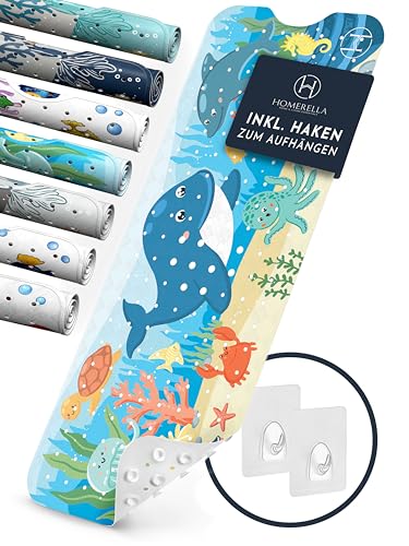 Homerella® Antislipbadmat voor kinderen - 100% BPA-vrij, inclusief 2 ophanghaken, 100x40cm - Antislipbadmat voor baby's, huidgevoelig en schimmelwerend - Antislip en wasbare badmat