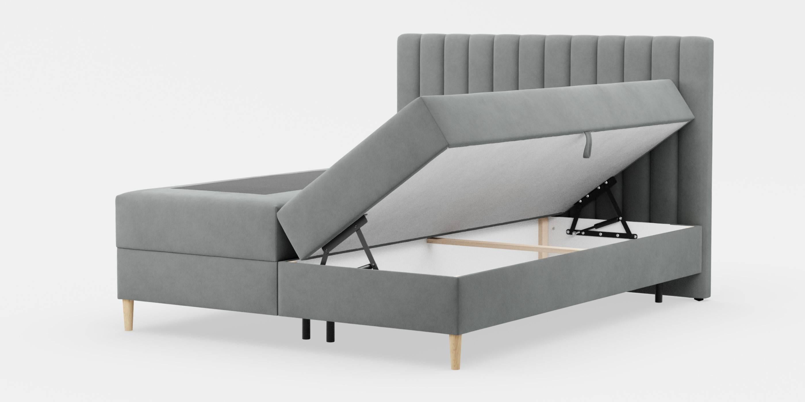 by fonQ Novae Boxspring  met Opbergruimte  180 x 200 cm - Grijs / Naturel