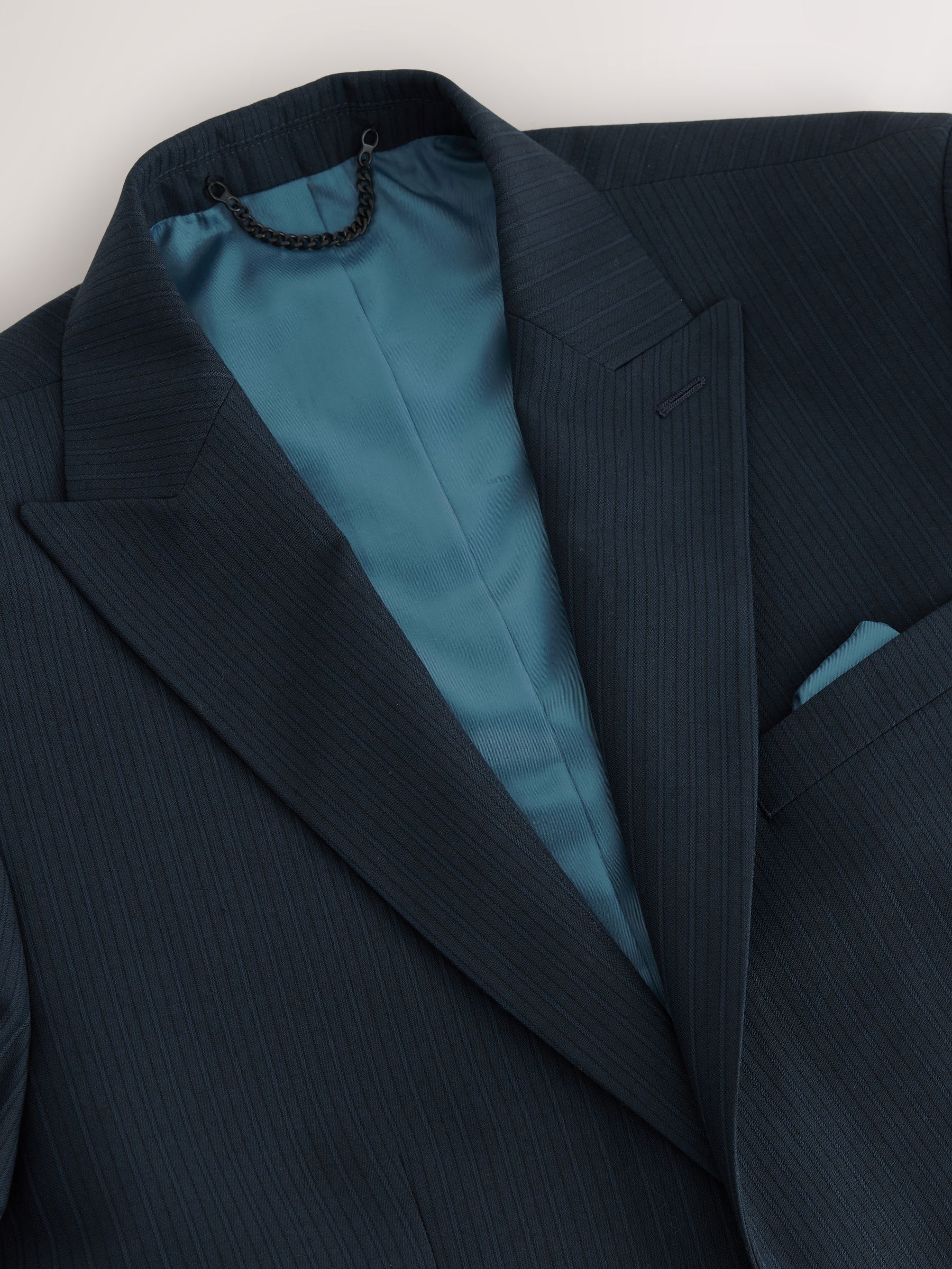 Marineblauw - Gestreept slim-fit colbert
