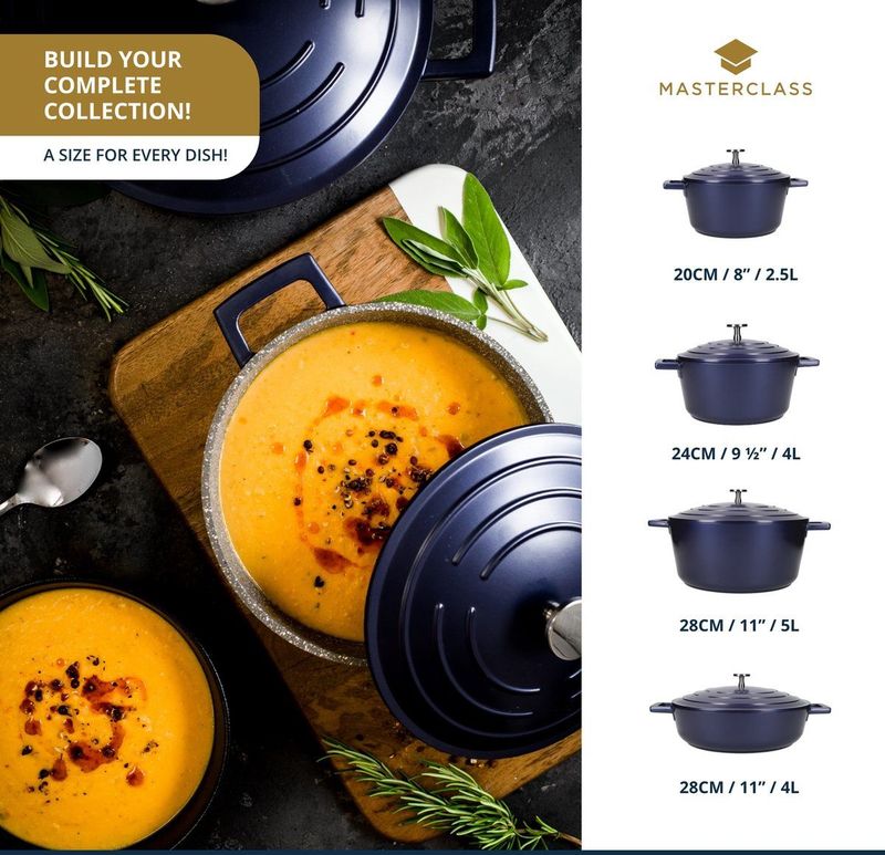 MasterClass Braadpan Blauw - ø 28 cm / 5 Liter - Standaard anti-aanbaklaag