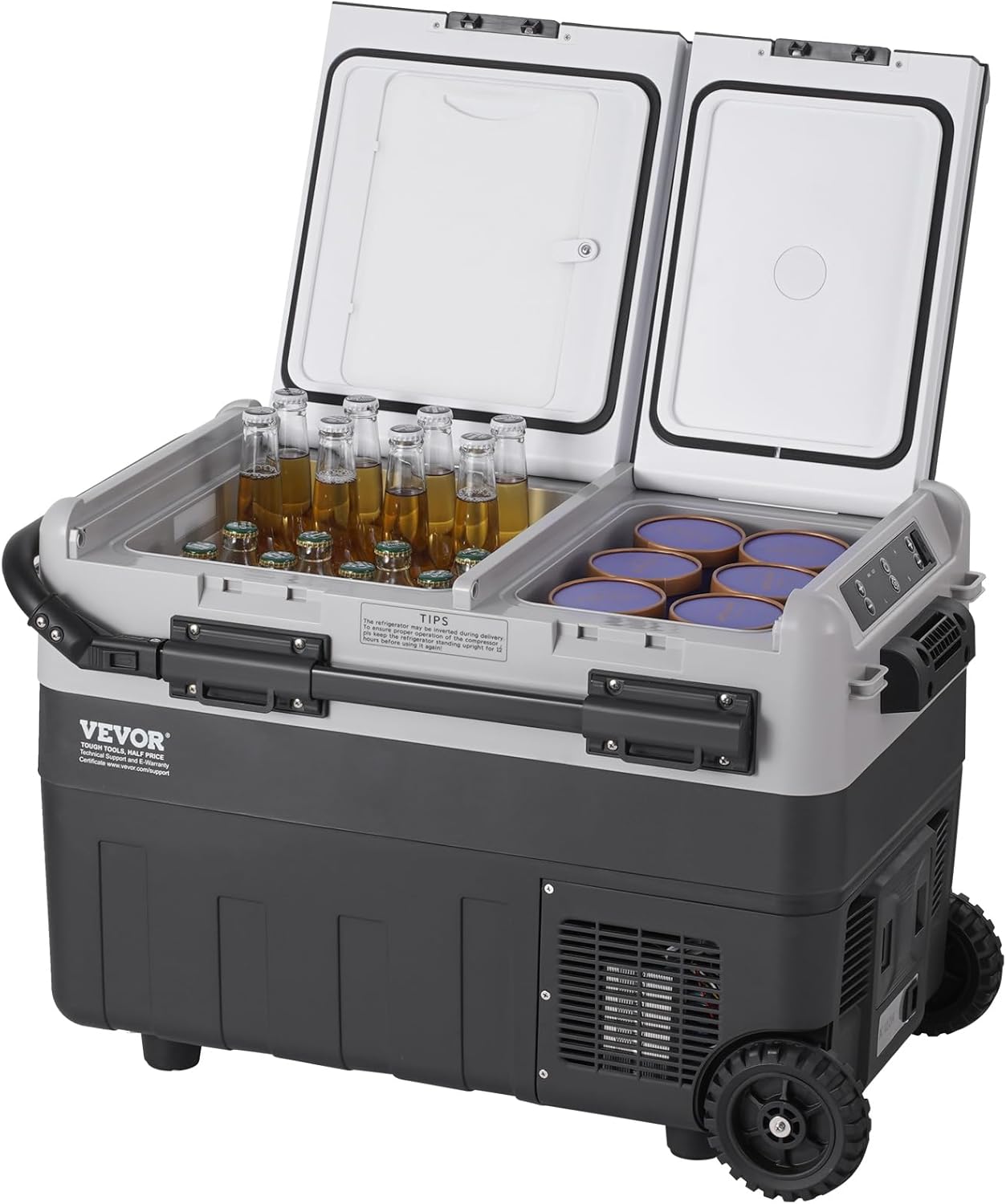 VEVOR Tragbarer Autokühlschrank, 12-Volt-Autokühlschrank, 50 L tragbarer Dual-Zone-Gefrierschrank, -20 bis 20 ℃ einstellbare Temperatur, Kompressorkühler für Zuhause, Outdoor, Camping, Wohnmobil