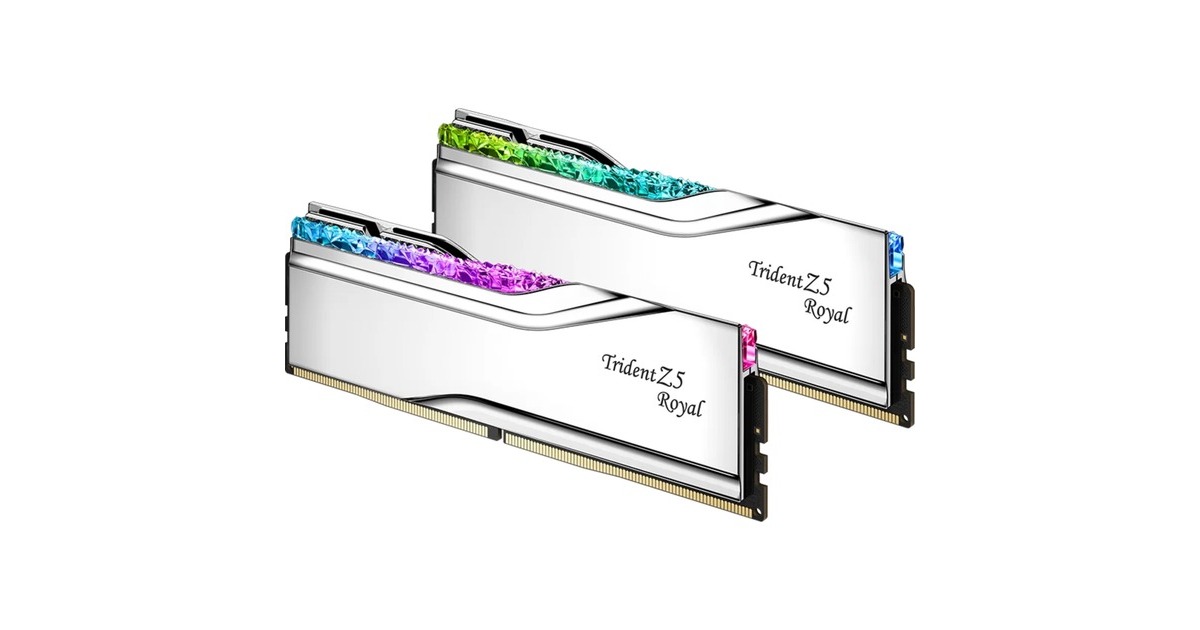 G.Skill64 GB DDR5-6000 kit werkgeheugen  (Zilver, F5-6000J2836G32GX2-TR5S, Trident Z5 Royal, XMP 3.0)