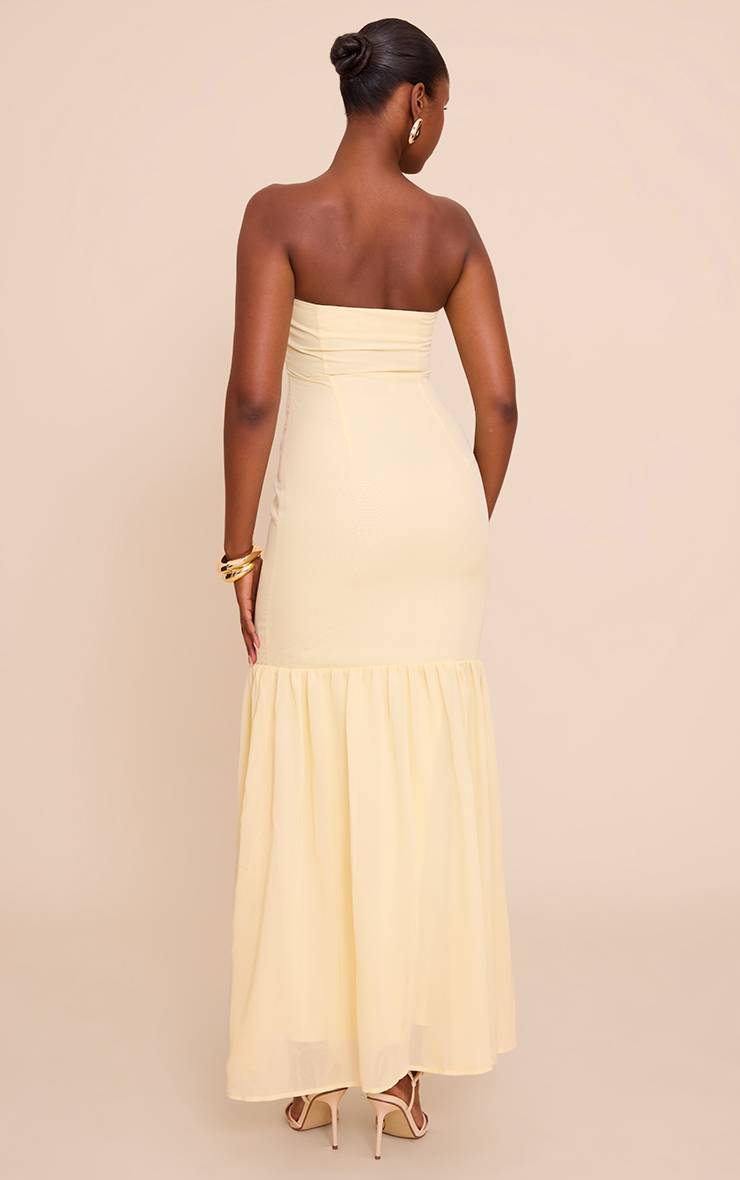 Citron Robe Longue En Mousseline À Bandeau Avec Détails De Volants