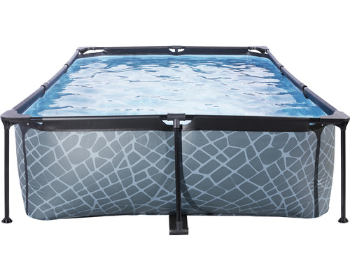 EXIT StonePool rechthoekige opzetzwembadset 300x200x65 cm inclusief patroonfiltersysteem, steenlook