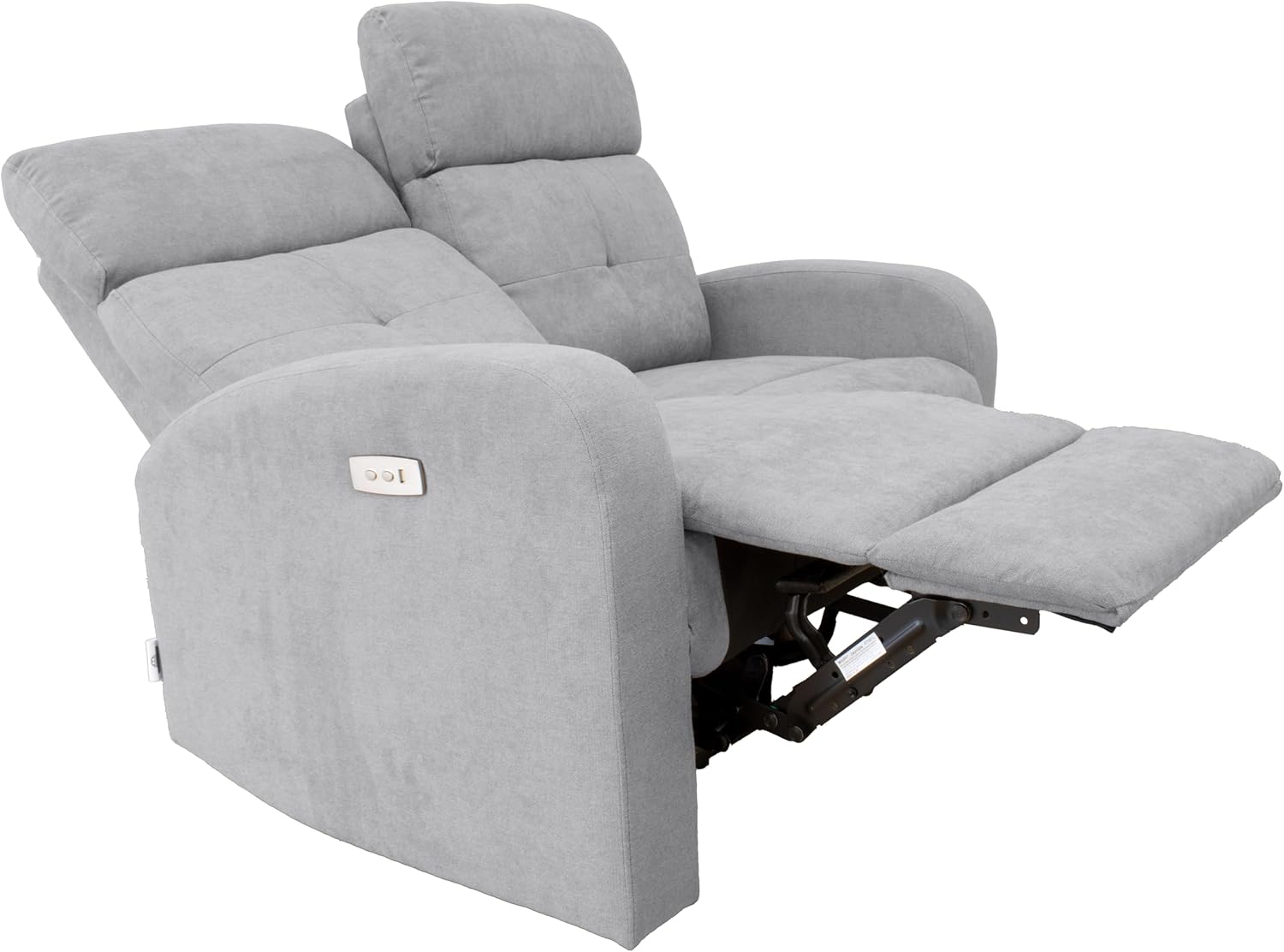 GARDENIA Elektrisches Sofa, 2-Sitzer, neigbar, mit Knöpfen, Cindy, Grau