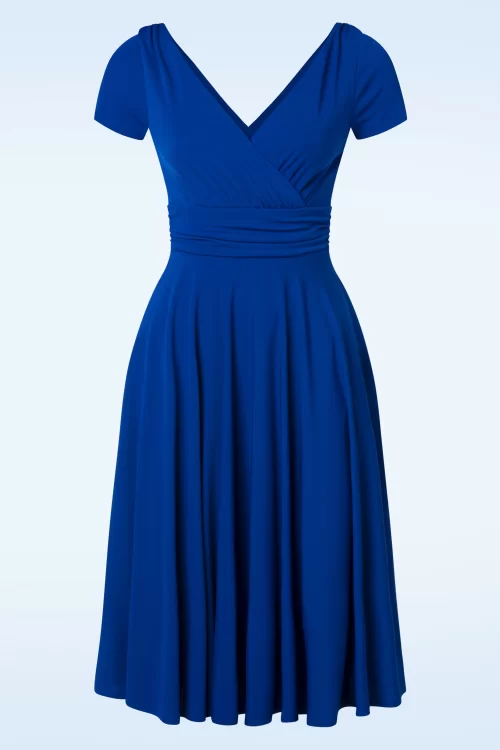 Vintage Diva  Alessandra swing jurk in koningsblauw