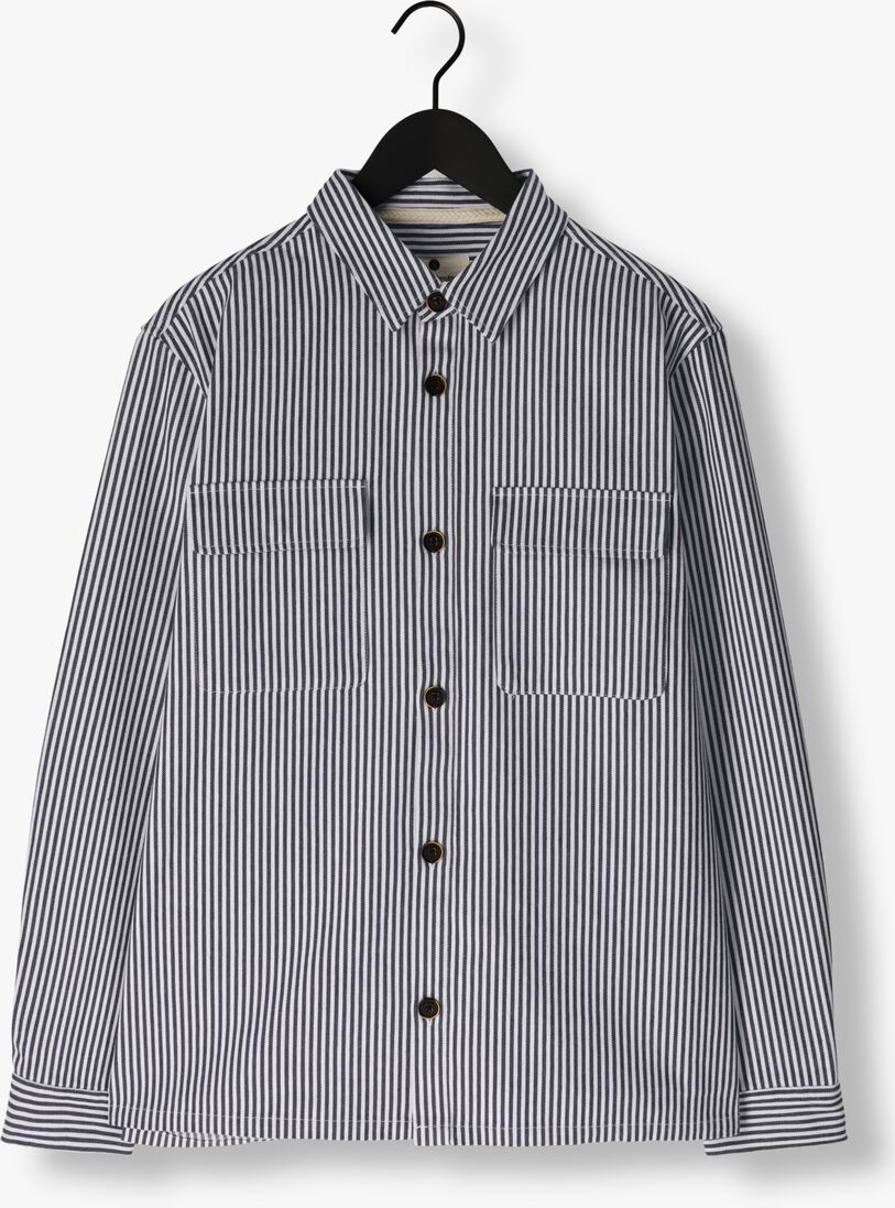 ANERKJENDT donkerblauwe anerkjendt overshirt akoscar canvas stripe os
