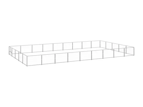 Chenil extérieur cage enclos argenté 900 x 500 x 70 cm 02_0000282