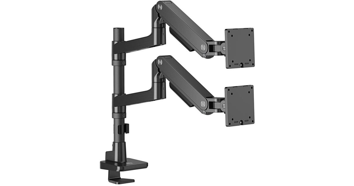 ACT ConnectivityMonitorarm office premium, gasveer, paalbevestiging, 2 monitoren  (Zwart)