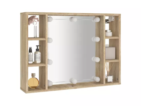 Armoire de miroir avec LED Chêne sonoma 76x15x55 cm