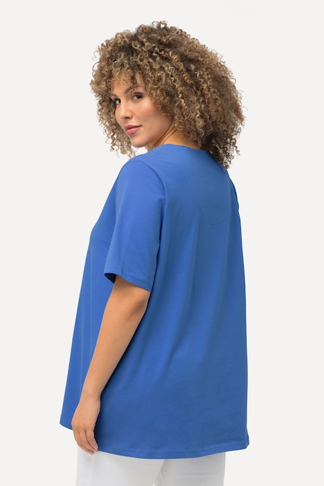 T-Shirt, A-Linie, Tunika-Ausschnitt, Halbarm