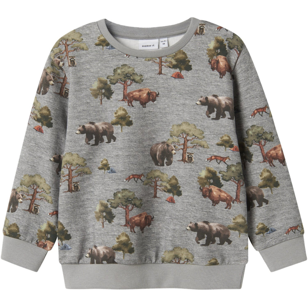 Køb Name It Grey Melange Nmmolin Ls Nreg Sweat Bru Box