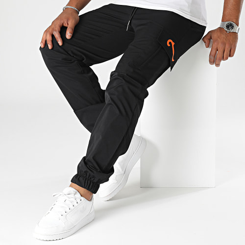 Pantalon Cargo Wave Noir Orange