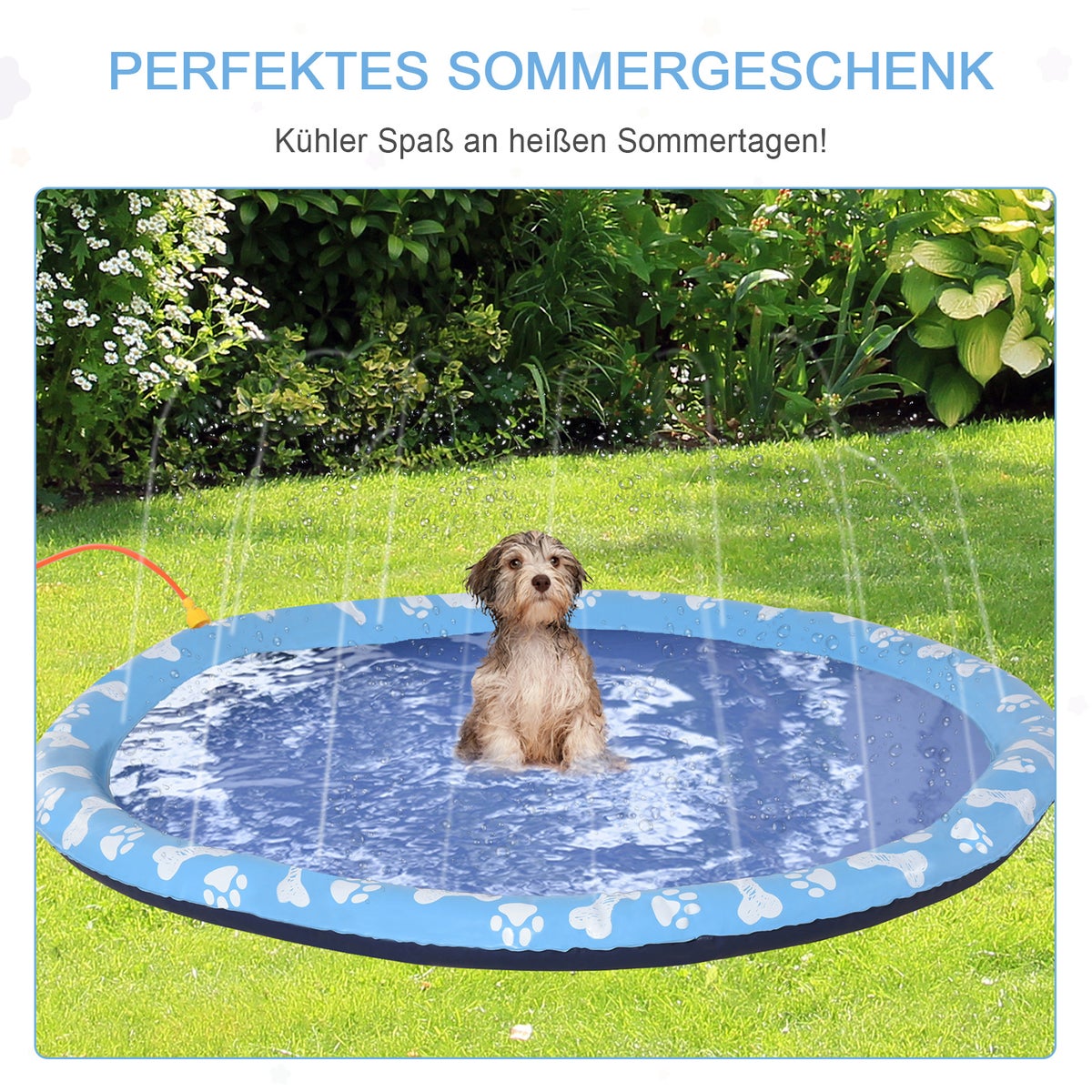 PawHut Hondenzwembad, Ø170 cm, Kunststof, Blauw