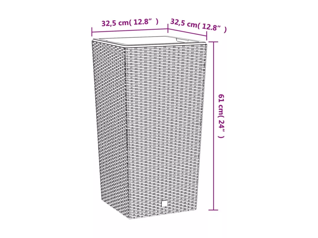 Jardinière et intérieur amovible blanc 21 /49 L rotin PP