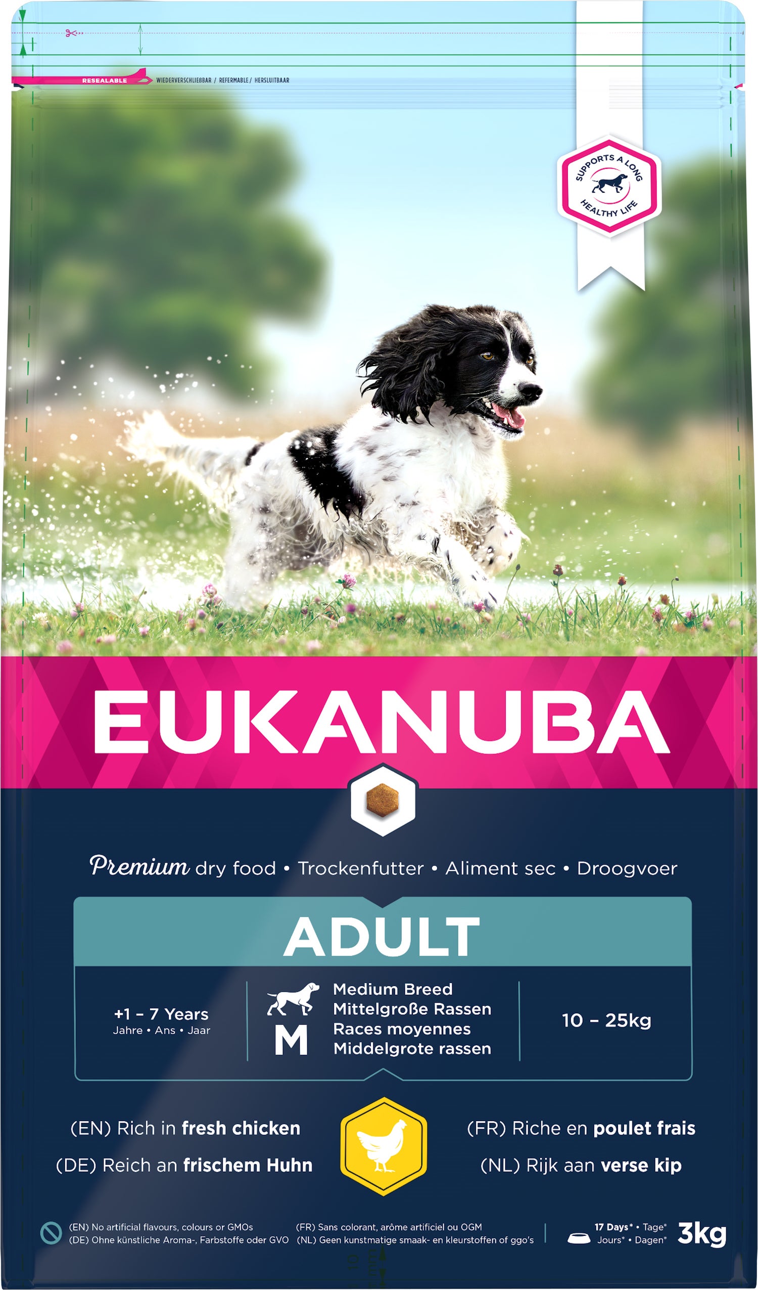 Eukanuba hondenvoer adult middel kip 3 kg