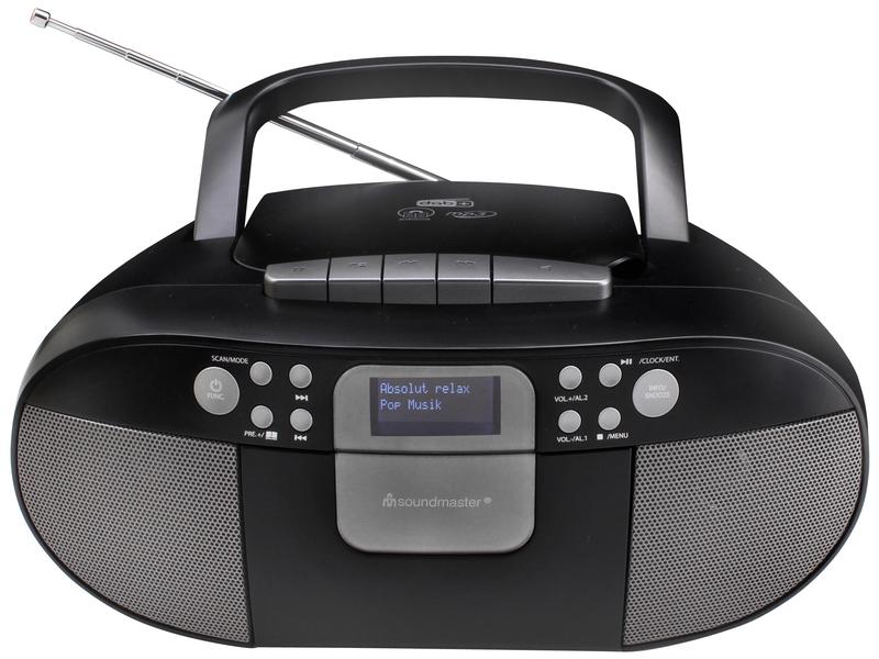 soundmaster Radio DAB  Boombox SCD7800 Schwarz DAB  Boombox mit CD/MP3, USB und Kassettenwiedergabe