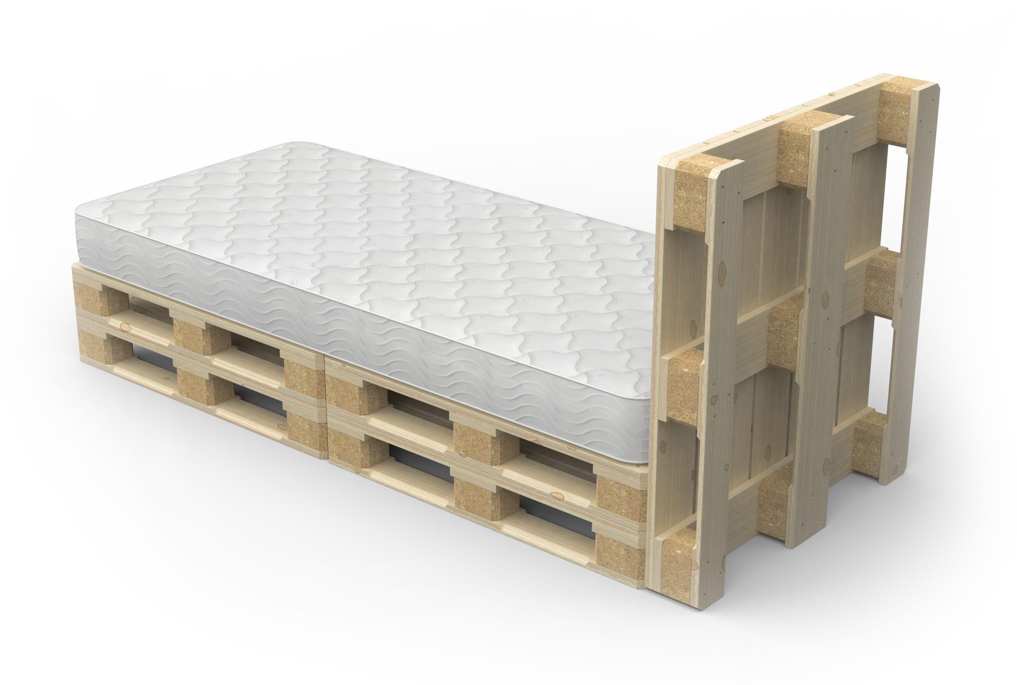 Palettenbett 90 x 200 cm Komplett-Set