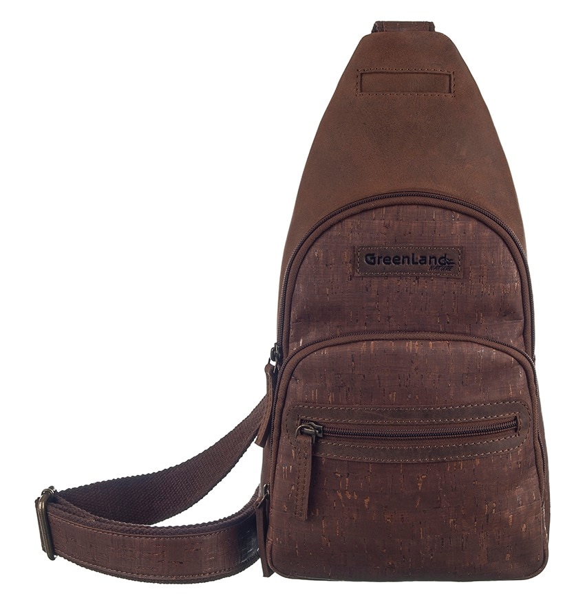 GreenLand Nature Cityrucksack »NATURE Leather-Cork« Rechtsseitig oder linksseitig tragbar