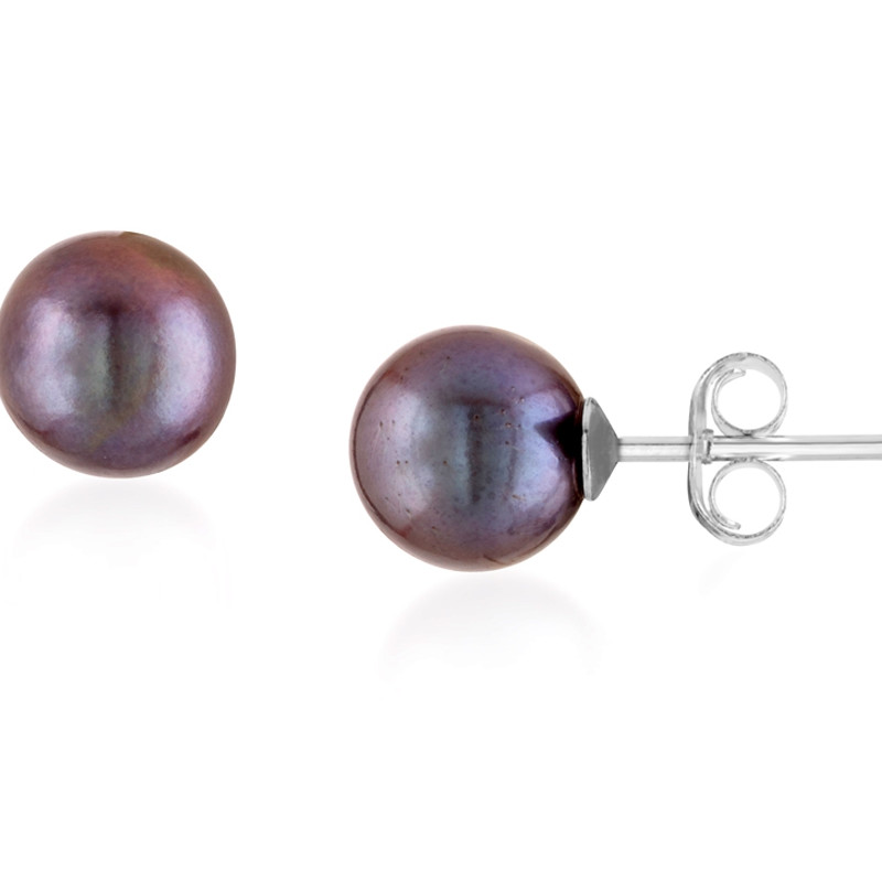 Boucles d'oreilles en Perles de culture Noir AAA et Argent 925