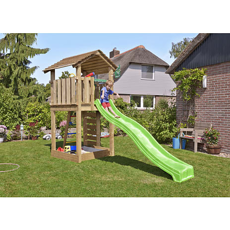 Jungle Gym Cottage 2.1 legetårn inkl. rutsjebane og 120 kg sand