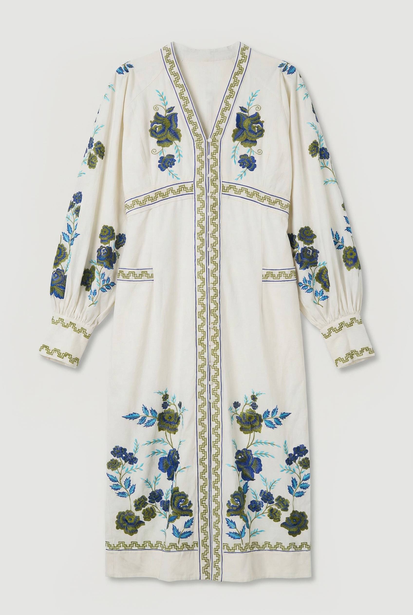 KarenMillen Robe Maxi En Sergé De Coton Brodé Grande Taille