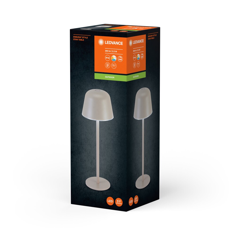 Ledvance Endura Style LED Tischlampe USB Beige Dimmbar IP54