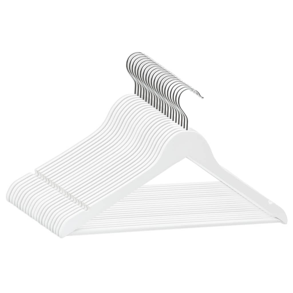 vidaXL 20 stuks kledinghangers antislip wit hout