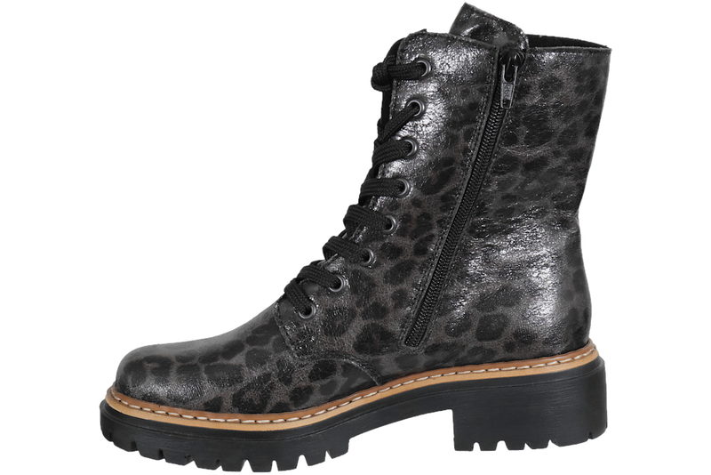 RIEKER TREKVART STØVLE I LEOPARD PU