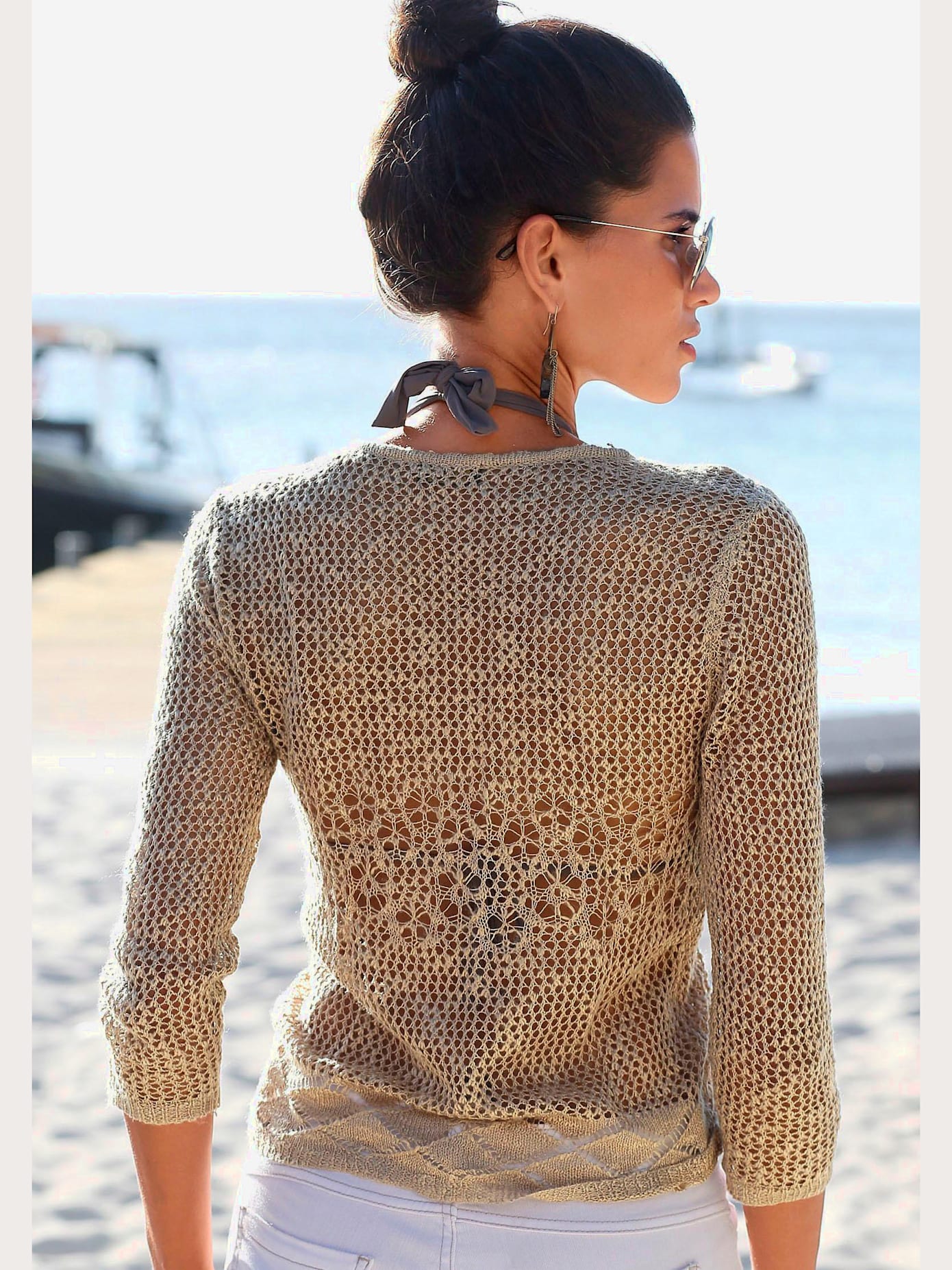 Veste en tricot cardigan motif ajouré