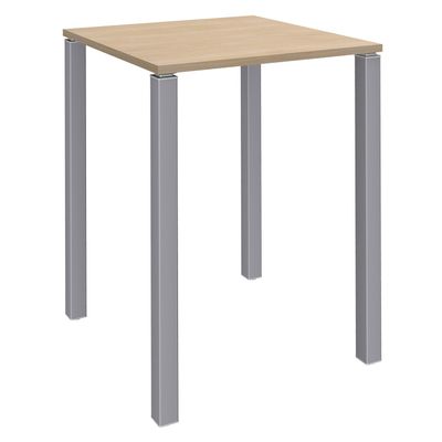Table Lounge 4 pieds - L80xH105xP80 cm - Pied alu - plateau imitation chêne clair