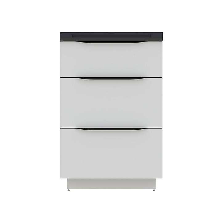 Meuble sous vasque à poser Pamili blanc mat 60 cm + plan vasque en résine noir