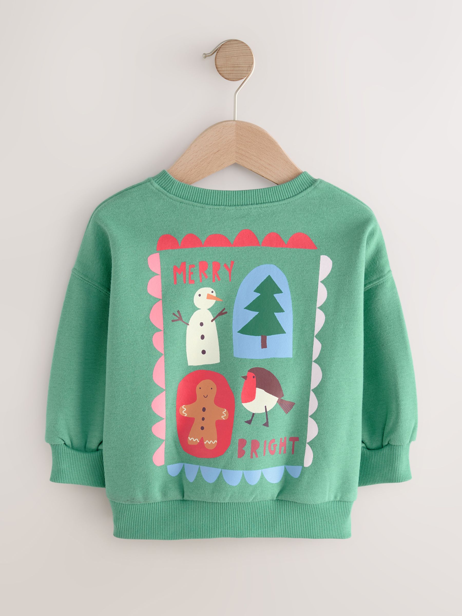 Groene Kerstmis Roodborst - Sweatshirt met ronde hals (3 mnd-7 jr)
