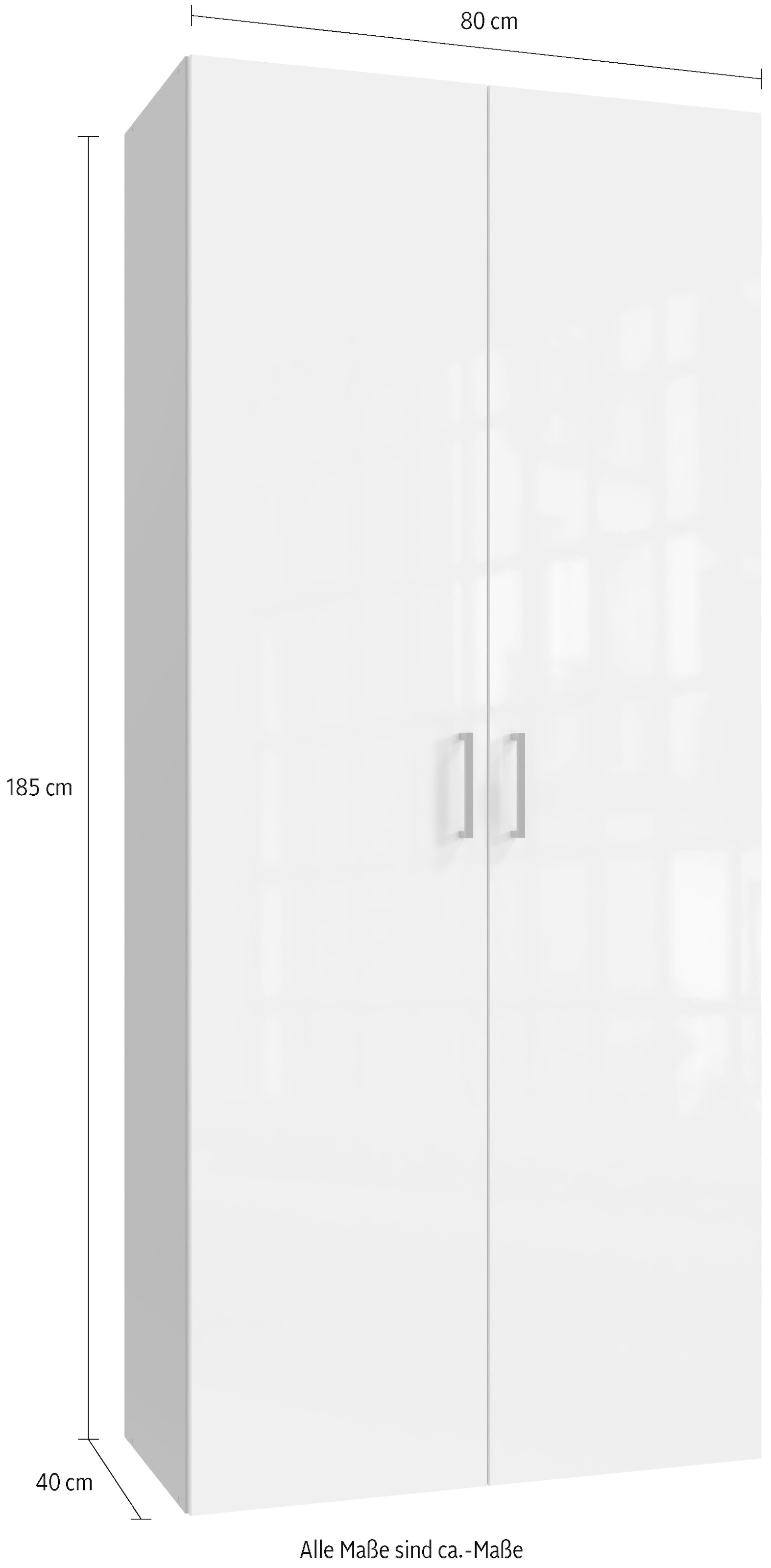 Wimex Kleiderschrank »Mugano,in 8 Breiten,3 Höhen,2 Tiefen, viele Farben, Made in Germany« in Basic oder Premium Ausstattung,  mit langen oder kurzen Griffen aus Metall, mit oder ohne Spiegel