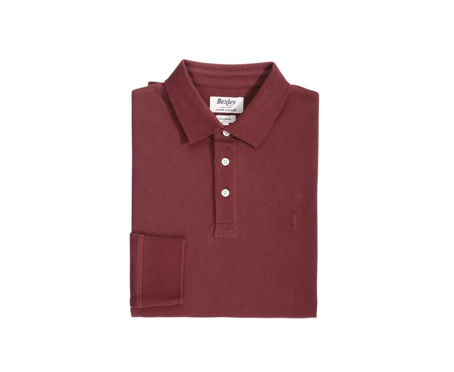 Polo manches longues homme Bordeaux - ALEC II ML