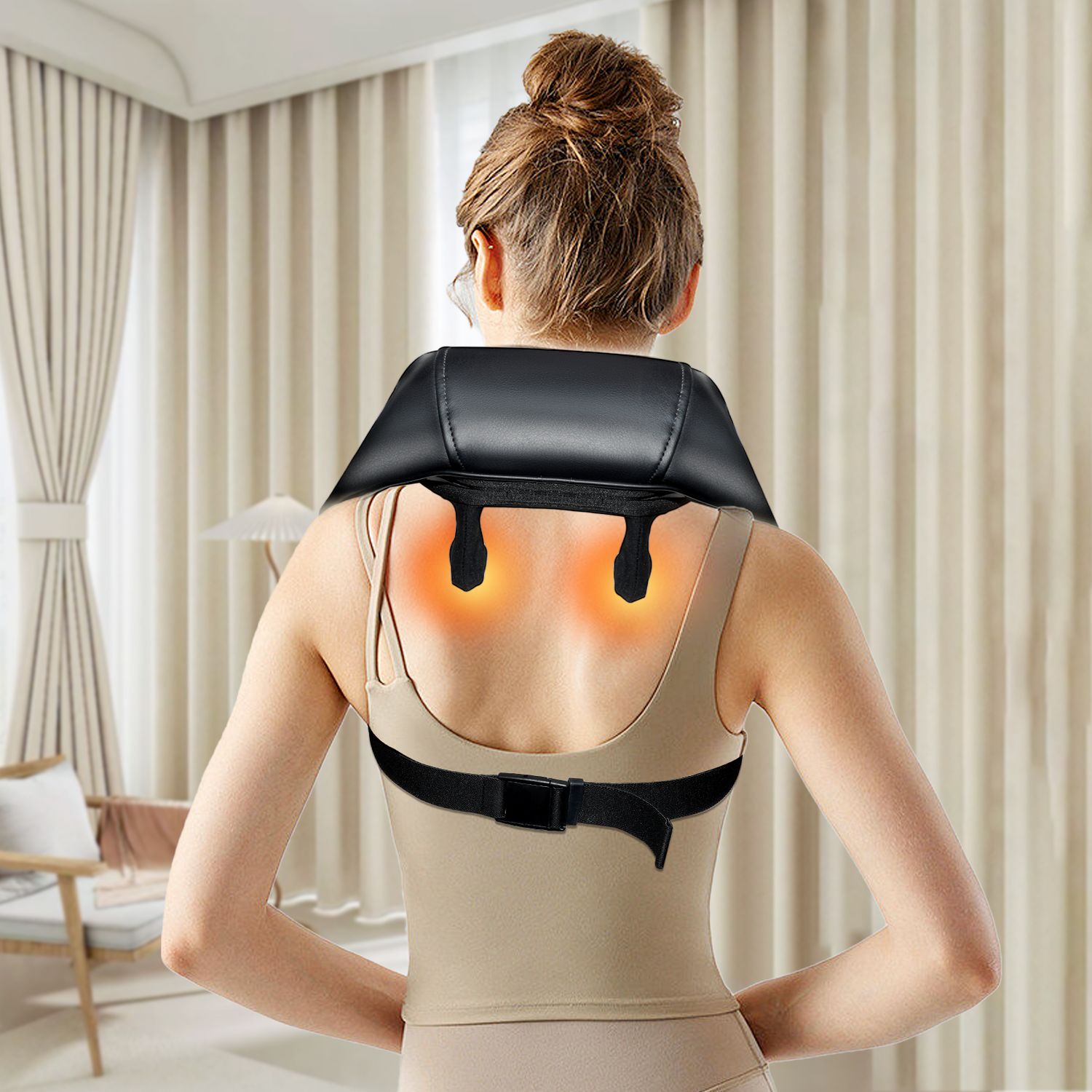 NAIPO Shiatsu-Massagegerät 5D Massagegerät mit Wärme für Nacken Rücken Schulter Schwarz